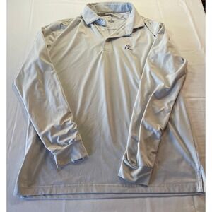 Rhoback Mens Long Sleeve Performance Polo Shirt Light Gray Size Large Stretch